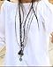 KELITCH Crysta AB Beaded Long Necklace White Tassel Pendant Women Strand Bracelet for Summer (White)