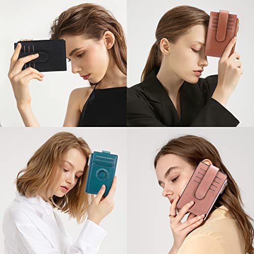 FALAN MULE Ladies AirTag Wallet Genuine Leahter RFID Blocking Bifold Credit Card Holder Zipper Purse - Image 7