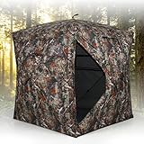 COSTWAY Tenda da Caccia Portatile per 4 Persone, Capanno Mimetico a Visione a 360° con Rete Trasparente e Borsa da Trasporto, Tenda Pop-up Camouflage per Caccia di Cervi e Tacchini, 147 x 147 x 170 cm