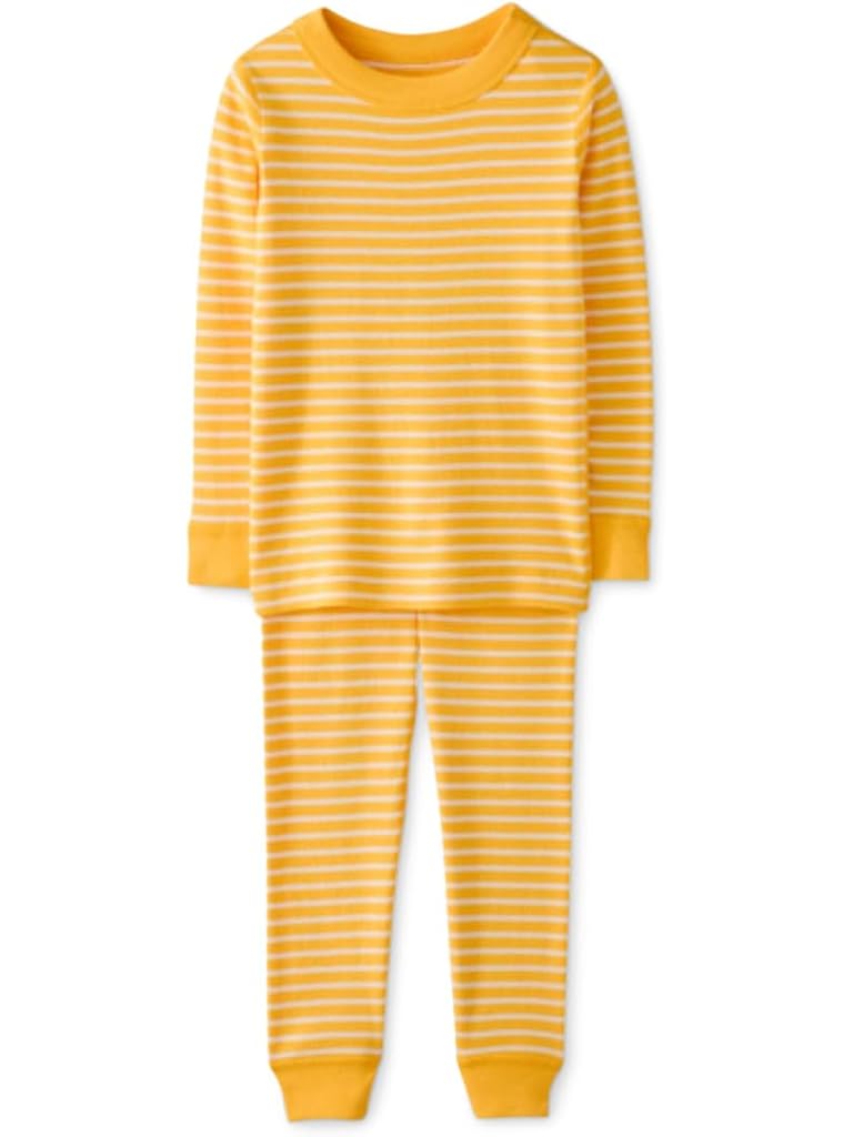 Yellow Hanna Andersson Striped Long John Pajama Set (Infant/Toddler/Little Kid/Big Kid)