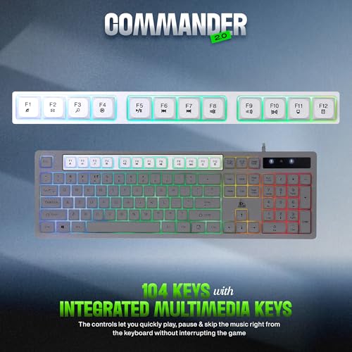 Image of TAG Gamerz Commander 2.0 RGB Gaming USB Keyboard and Mouse Combo|Floating Keycaps|Rainbow RGB Backlight Effects|Silent Keys|Multimedia Keys|1600 DPI with 4 Buttons Gaming Mouse for Pc /Laptop /Mac-White