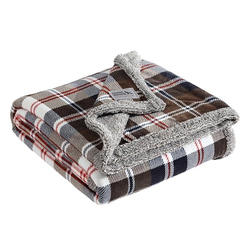 Image of Eddie Bauer - Throw Blanket, Ultra-Soft & Reversible Plush Bedding, Blanket for Couch & Bed (Trailhead Plaid Brown, 50 inch x 70 inch)