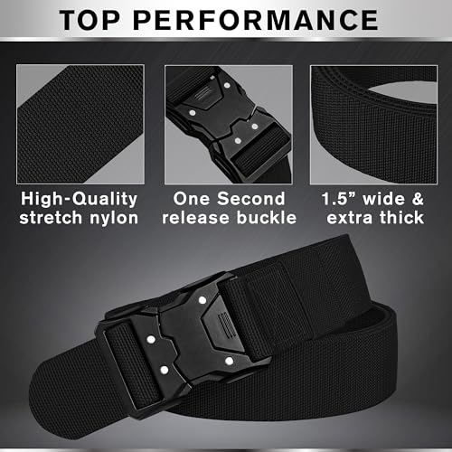 TECEUM Tactical Belt – Black B6 XXL – Heavy-Duty Military, Work, Hiking,Rigger, Utility, EDC Men’s Belts – Quick-Release – Nylon Web4