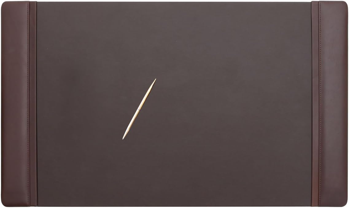 Dacasso Pad with Side Rails Luxury Leather Blotter for Writing-Executive Desk Surface Protector, 34” x 20”, Chocolate Brown : Office Products