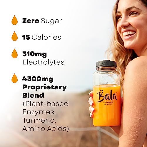 Bala Hydration Turmeric Drink Mix Packet|Sugar Free Electrolyte Powder, Muscle Recovery, Immune Support, Joint Relief|Zero Sugar, Plant-Based Enzymes, Bromelain, Papain, Curcumin(Variety 12 Pack) #TOP1
