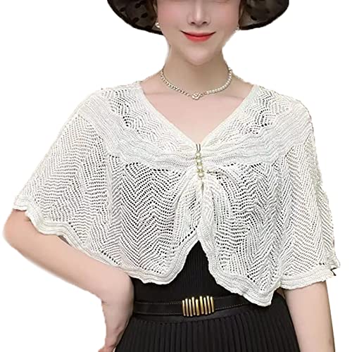 Knit Sun-proof Shawl Wrap for Women Girls Lace Cover Up for Evening Party Dress Wedding Bridal Shawls Knitted Loose Top