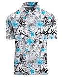 Hodaweisolp Golf Shirts For Men Dry Fit Print Moisture Wicking Performance Short Sleeve Polo Shirt Flower Leaf-L