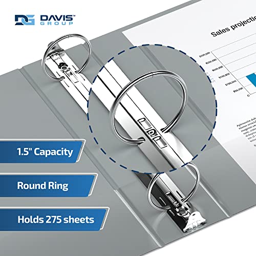 Image of Easyview 3-Ring Binder, Clear-View Cover, 1.5 inch Round Rings, Gray, 6 Pack | Heavy-duty binder, fits 8.5 inch x 11 inch paper, customizable cover, made in Canada, ideal for school or office use