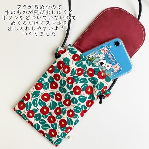 京佑 スマホポシェット フタ付スマホポシェット テクテコ 日本製 トリ 約12×19×1cm