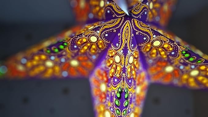 Image of Paper Lantern Lampshade Paper Star Light Shades Large 60cm Star Hanging Decorations for Christmas Wedding Home Decoration Birthday Party (Purple, Yellow, Green Multi)