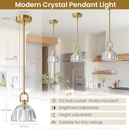 Image of Crystal Pendant Light Kitchen Island，Brass Hanging Pendants Lights