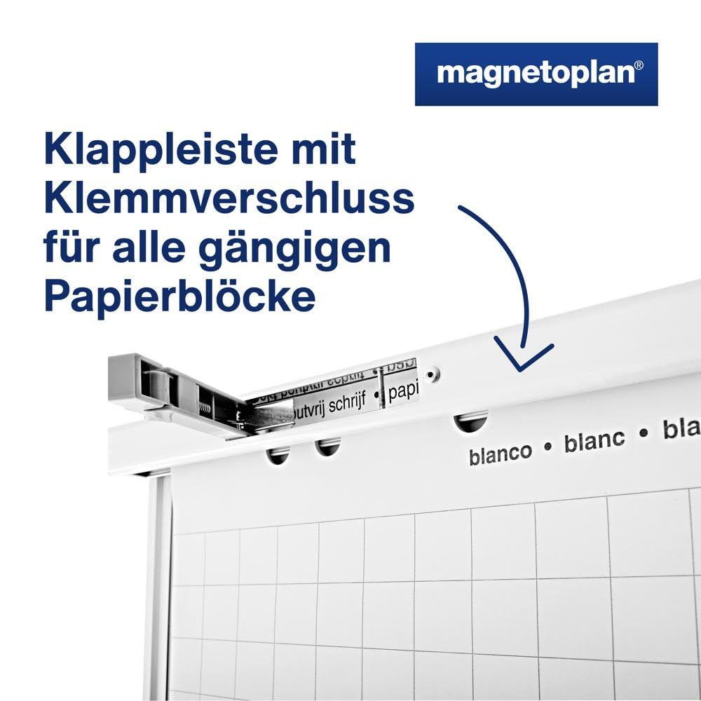 magnetoplan Flipchart Junior SP | BxH 680x1045mm | Höhenverstellbar bis 1,85 m | Mit Dreibeinstativ | Farbe: Astral Silber | Flipchart Tafel | Magnethaftende Schreibtafel | Klappbare Ablageleiste | Höhenverstellbar bis 1,85m | Mit Dreibeinstativ | Farbe: