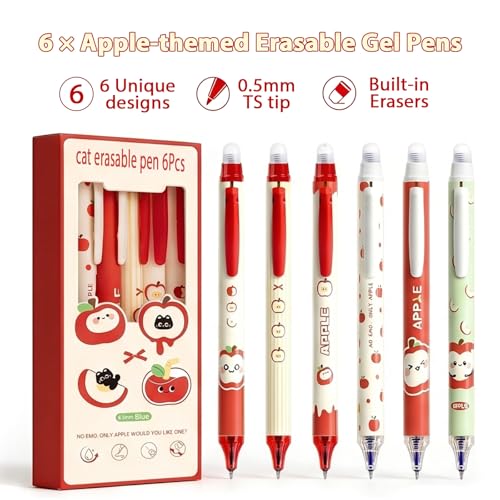 Set de 12 bolígrafos borrables de gel azul con diseño gato miniatura 5