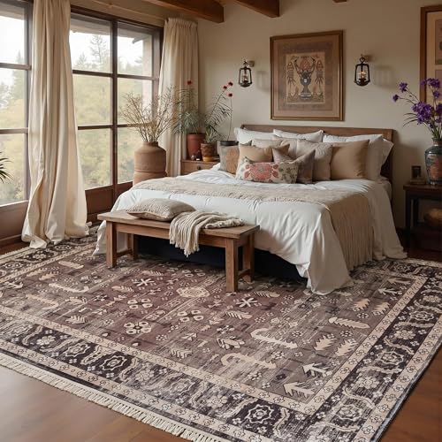 Image of Medallion Vintage Look Carpet for Living Room Bedroom Dining Room | Washable Area Rug with Non Slip TPR Backing | Modern Floor Carpet for Home(Design03-16x24 Inches)