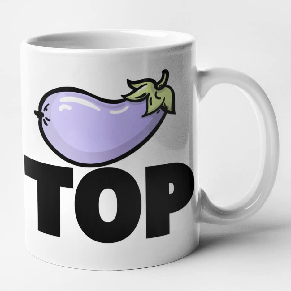 Funny Gay Couple Mugs - Top & Bottom Gift Set of 2 Mugs (White) - Image 2