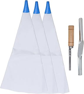 3 Pack Tile Grout Bags & Masonry Mortar Bags with Brick Jointer & Tuck Pointer, Heavy Duty Reusable Tear-Resistant Cement Caulking Bag (13 x 24 Inch) for Tile Grouting and Concrete Work