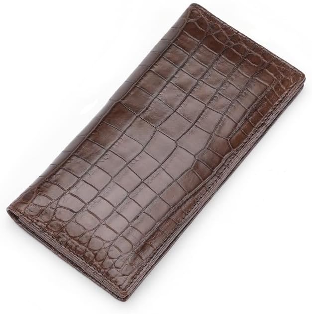 Real Crocodile Leather Men's Long Wallet Luxury Alligator Skin Genuine Leather Purses for Men (Brown) - Image 2