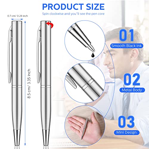 16 Pcs Mini Pens Small Pens Short Pens Bulk Mini Metal Ballpoint Pens Small Stainless Steel Point Pen With Copper Fittings For Pockets Notebook Notepads Office School (Silver) #TOP1
