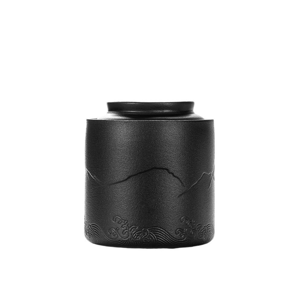 Bx9rE7tK3g Kitchen Storage Jar Ceramic Tea Canister Household Sealed Storage Jar For, Coffee, Sugar, Spice, Nuts Ceramic Tea Canister(Black)