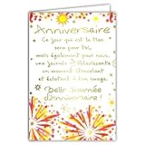 Carte livrée avec Enveloppe Afie 69-3008 Carte ANNIVERSAIRE grand texte mots en dorure OR doré qui brille feu d\'artifice étoiles ; Livrée avec enveloppe couleur assortie ; Format Carte fermée 11,5x17cm ; Fabriqué en France ;