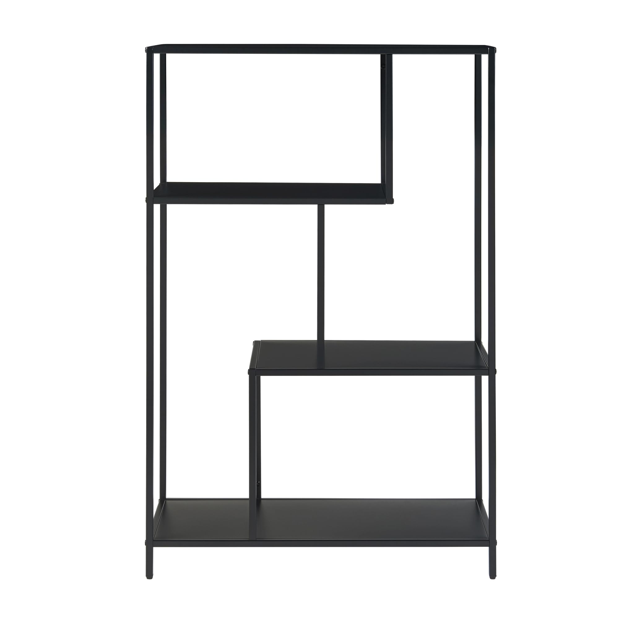 [en.casa] Bibliothèque à 4 Niveaux Étagère Autoportante au Style Intemporel avec 4 Compartiments de Rangement pour Salon Chambre Bureau Acier 115 x 75 x 35 cm Noir Mat