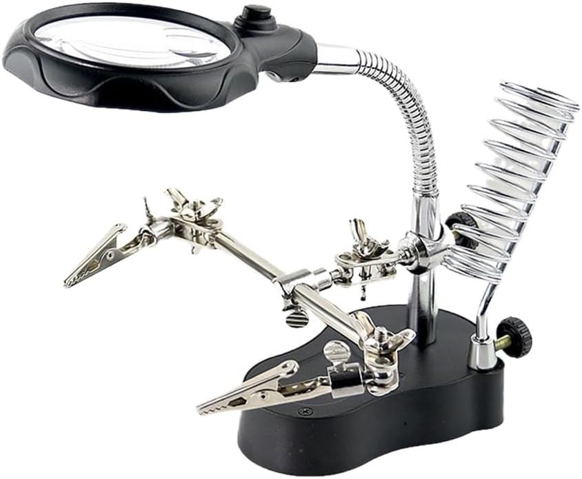 Vertical Magnifying Glass Electric Soldering Iron Desktop and LED Light Magnifying Glass