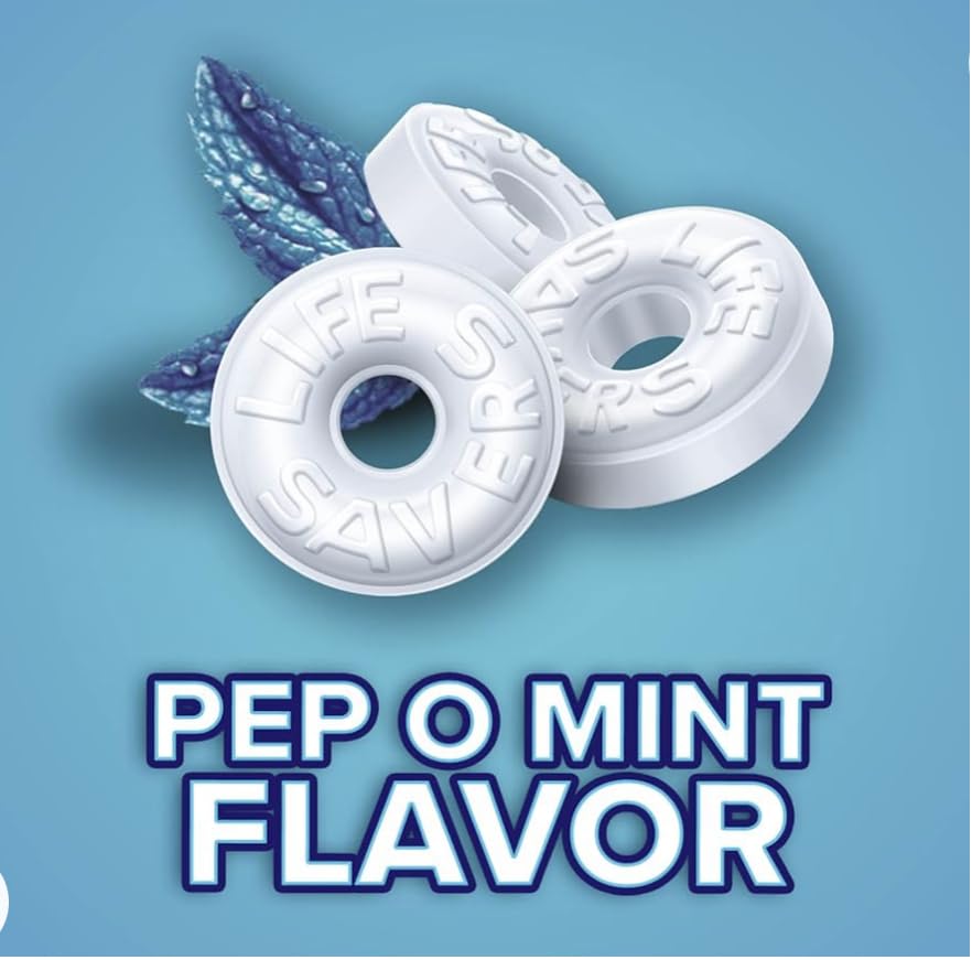 Life Savers Pep O Mint Hard Candy - 2 Pounds of Bulk Candy Holiday Candy Peppermint LifeSaver Mints - Individually Wrapped Mint Candy, Perfect for the Holiday Season, Delicious Hard Candy Peppermint Flavor - Life Savers Hard Candy - Breath mint
