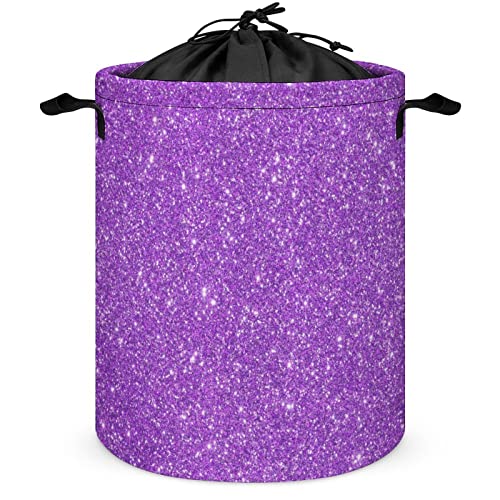 Purple Laundry Basket Purple Glitter Laundry Hamper Printed Bling Dirty Clothes Storage Basket Collapsible Waterproof Toy Organizer For Girls Bedrooms #TOP1
