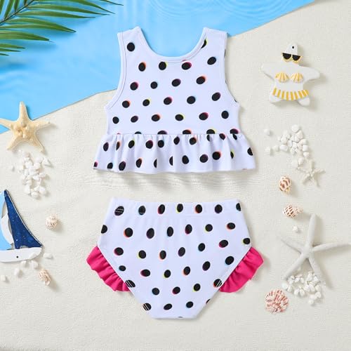 Image of Baby Swimsuit Girl Two Piece Bathing Suit Toddler Girls Summer Beach Ruffle Tankini Swimwear 1-7Y