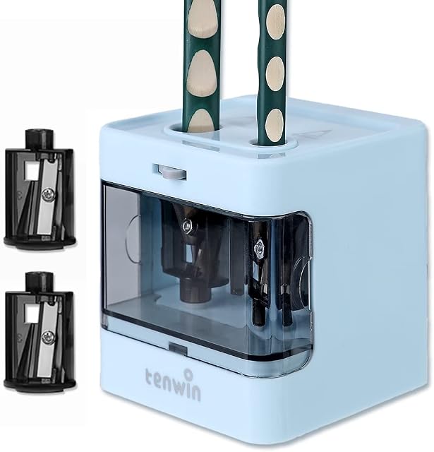 tenwin Electric Pencil Sharpener,Dual Power Supply, Suitable for Portable Pencil Sharpeners of 6-12mm Colored Pencils, Children/Artist/Adults/Office/School/Home