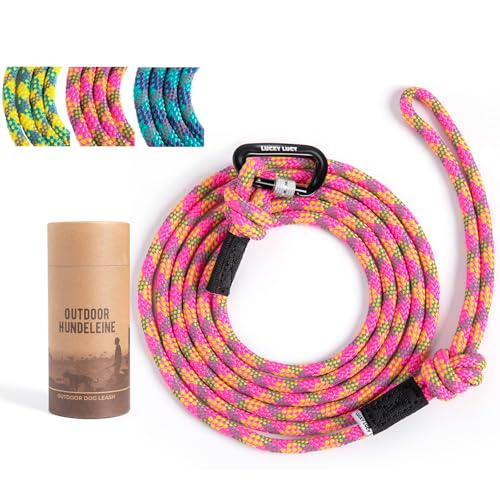 LUCKY LUCY Hundeleine 3m, für mittel & große Hunde (bis 80kg), reflektierend, mit starkem Aluminium sicherheitskarabiner, schöner Fuchsia