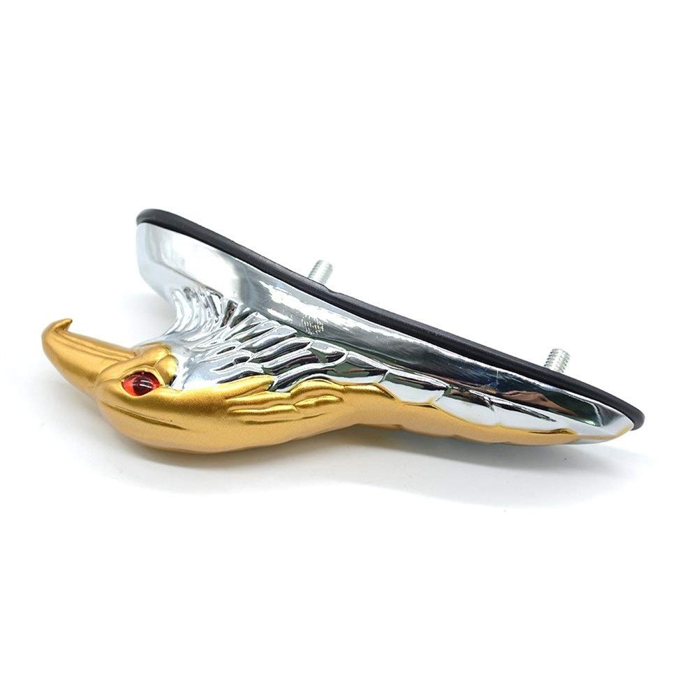 Moto Parafango Anteriore Eagle Head Ornament Statue per Honda Kawasaki Suzuki Yamaha Cruiser Cafe Racer Chopper Custom (Cromo/Nero