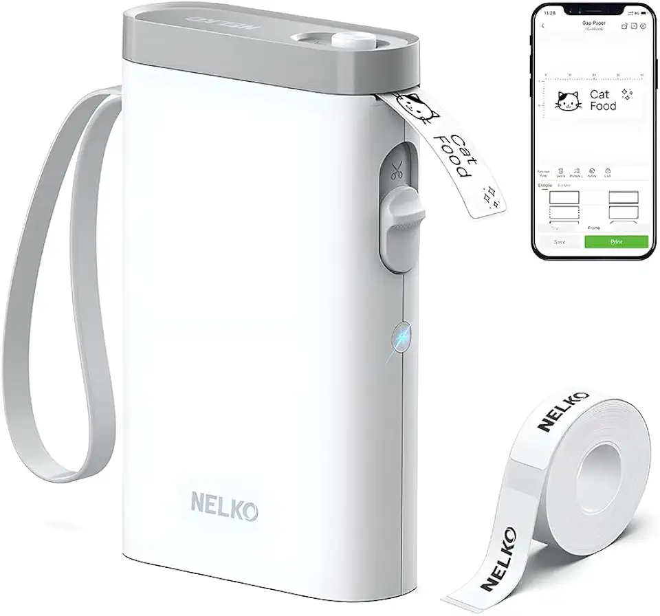 P21 Impressora de Etiquetas BT Portátil | Máquina de Fazer Rótulos Adesivos Sem Fio com Fita para Organização Doméstica e Empresarial - Cor Branca