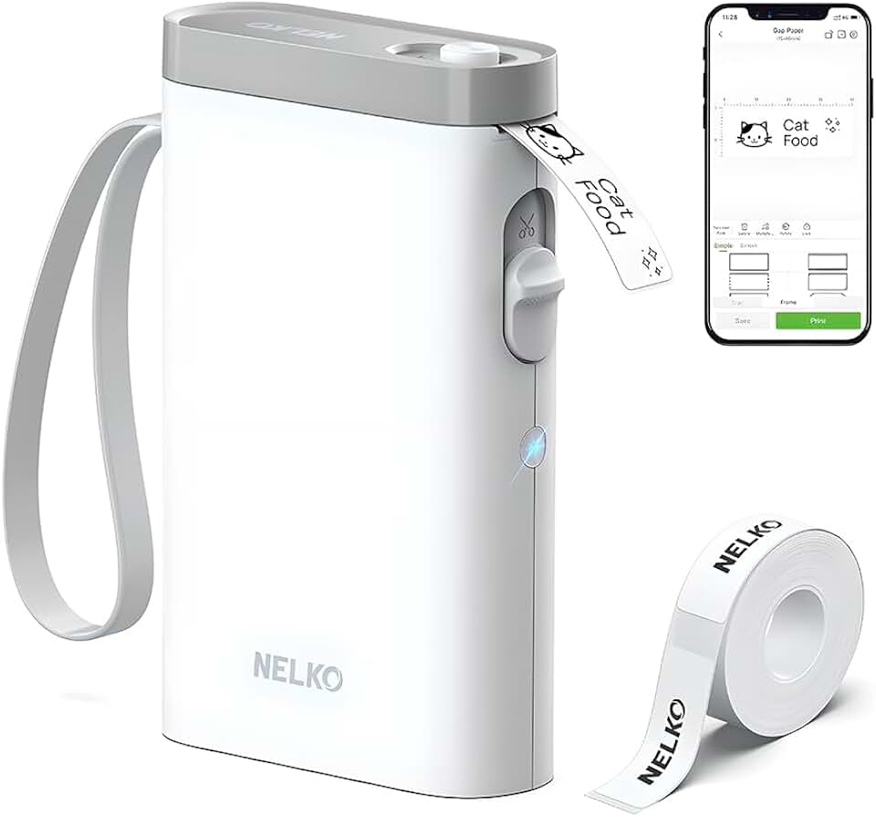 P21 Impressora de Etiquetas BT Portátil | Máquina de Fazer Rótulos Adesivos Sem Fio com Fita para Organização Doméstica e Empresarial - Cor Branca