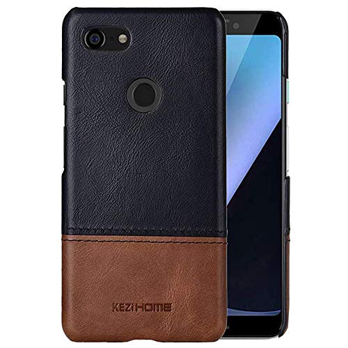 KEZiHOME Pixel 3 Case,Two-Tone Vintage Genuine Leather Back Cover for Google Pixel 3