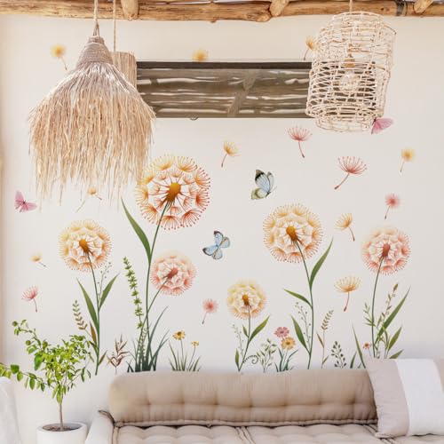 Vinilo decorativo flores diente de león colorido 24x36 in