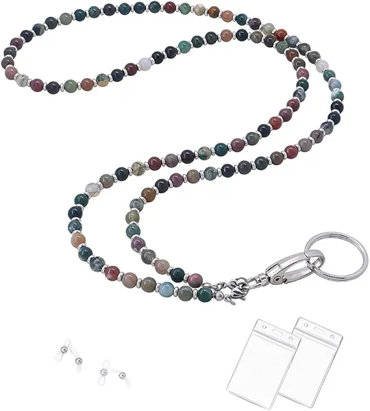 Lanyard for Women, Beaded Lanyards for ID Badges Holder Teacher Lanyard Holder Keychain Necklace Strap for Women Girls