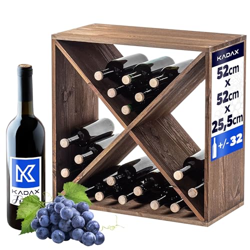 KADAX Casier en bois pour vin, 52 x 25,5 x 52 cm, étagère rustique pour nombre de bouteilles, support stable et peu encombrant