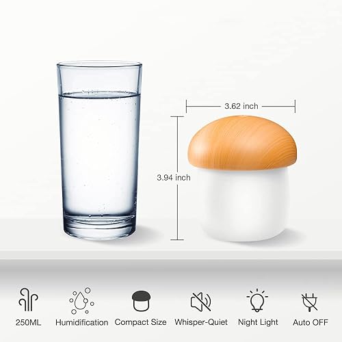 Miniatura 6 de Humidificador Difusor de Aroma 8.5 fl oz Mini Humidificador USB portátil, con luz nocturna, apagado automático, para coche, escritorio, viajes,