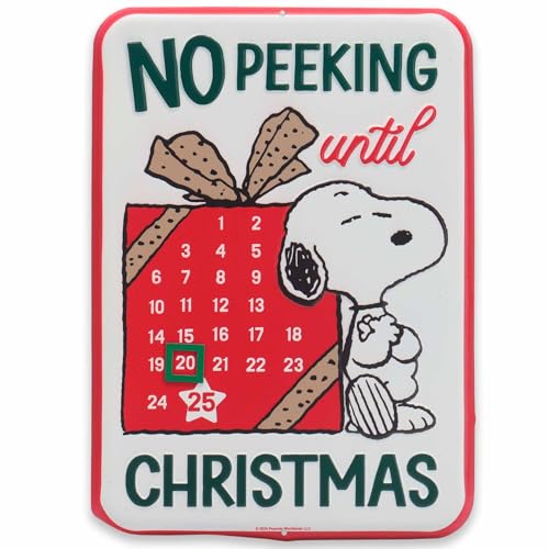 Peanuts Snoopy Embossed Metal Christmas Countdown Calendar - Fun Christmas Calendar with Magnet for Home Decorating