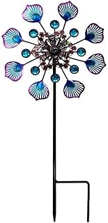 Pretty Kaurv Outdoor Metal Wind Spinners Weather Wind Spinners Resistant Wind Spinners with Stable Stake 90cm Peacock Tail Wind Spinners Metal Wind Mill for Garden Yard Patio Lawn Ornament Windmills