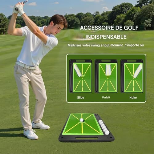 Tapis de swing golf avec détection de trajectoire et putting green complet