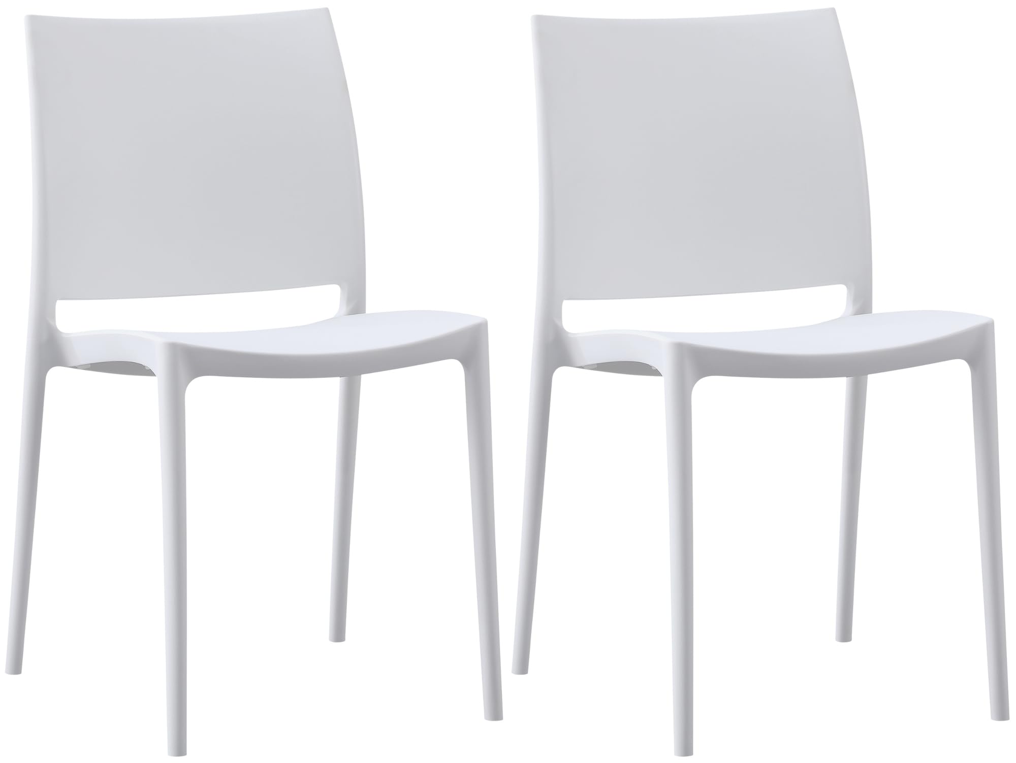 CLP Juego de 2 sillas de jardín Meton I Sillas apilables de fácil Cuidado I Sillas de plástico Resistentes a la Intemperie y a los Rayos UV, Color:Blanco