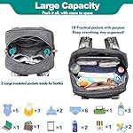 Diaper-Bag-Backpack-BabbleRoo-Baby-Nappy-Changing-Bags-Multifunction-Waterproof-Travel-Back-Pack-with-Changing-Pad-Stroller-Straps-Pacifier-Case-Unisex-and-Stylish-Dark-Gray