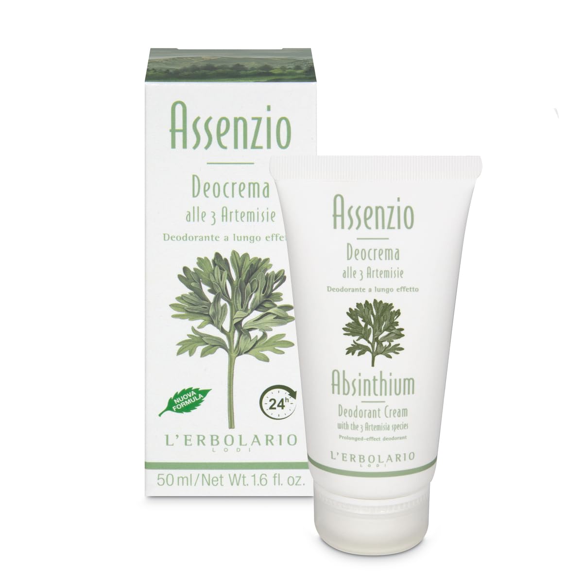 L'Erbolario Deocrema Assenzio - Deodorante Crema con Fragranza Fresca ed Erbacea - con Ingredienti di Derivazione Naturale - per Lui e per Lei - 50ml