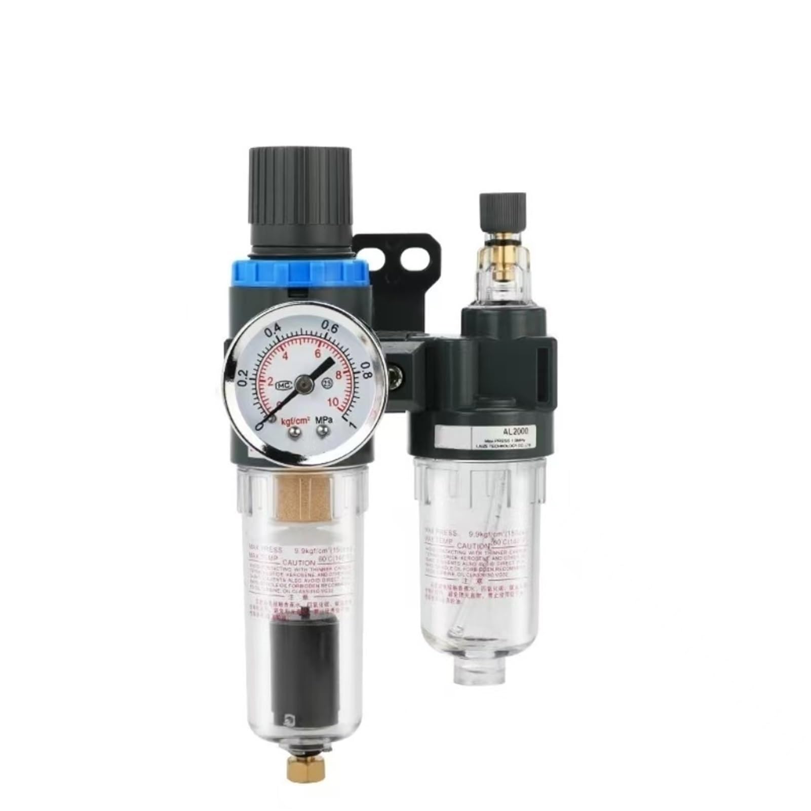 Lubricador regulador de presión de Filtro de Aire FRL, Drenaje automático Tipo AIRTAC Combinado con manómetro AFC2000 AFC2000D(AFC2000,Without Fitting)
