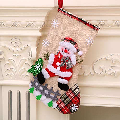 Meias de Natal Meias de Natal Meias de Mão Grande Personagem Papai Noel Boneco de Neve Rena Floco de