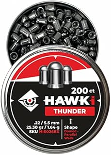 Hawki Airgun Pellets -.22/5.5mm Caliber (25.30 gr/1.64 g) 200 ct Hi6026EX Domed - Parallel Walls Pellets