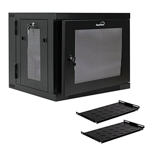 NavePoint 9U Wall Mount Hinged Swing Out Perforated IT Server Network Rack Cabinet W/Shelf