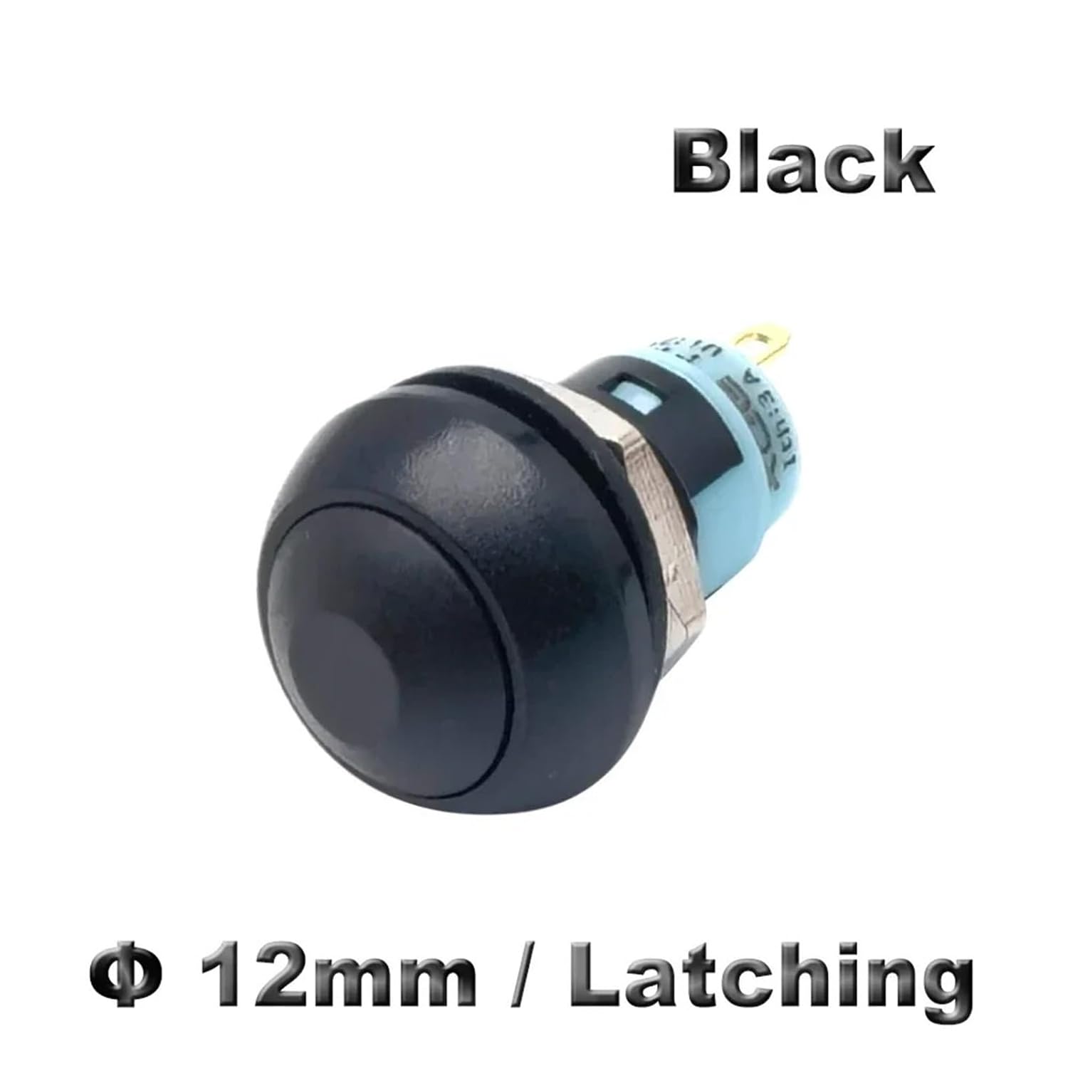 5/10pcs PBS 33A 33B Plastic Round Momentary Latching Electric Push Button Switch 12mm Self Reset Locking Pushbutton Red Green (Color : Black Latching, Size : 5pcs)